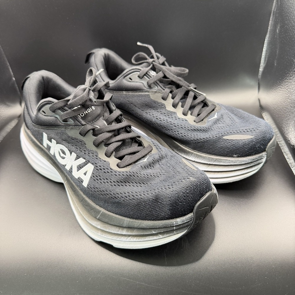 Women's HOKA Bondi 8 running shoes Black/White 1127952 BWHT SZ 8.5B Athletic